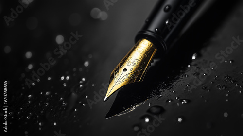 luxury fountain pen in the dark