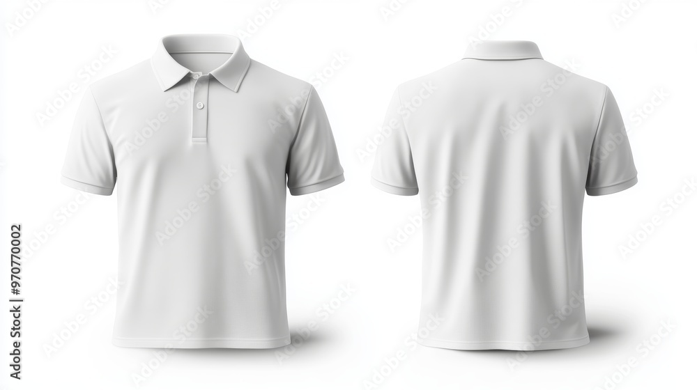 Blank collared shirt mock up template front and back view isolated on white plain t-shirt mockup. Polo tee design presentation for print. Blank collared shirt mock up template front and back view isolated on white plain t-shirt mockup. Polo tee design presentation for print.