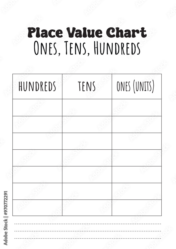 Place Value Chart Vector Design on White Background Place Value Chart Vector Design on White Background