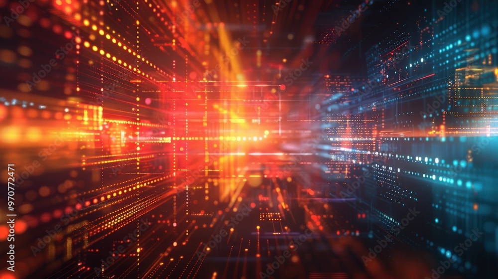 Obraz premium Abstract digital disruption technology background with futuristic elements and ample space for business innovation concepts
