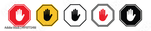 set road sign icon, stop and give way to all traffic