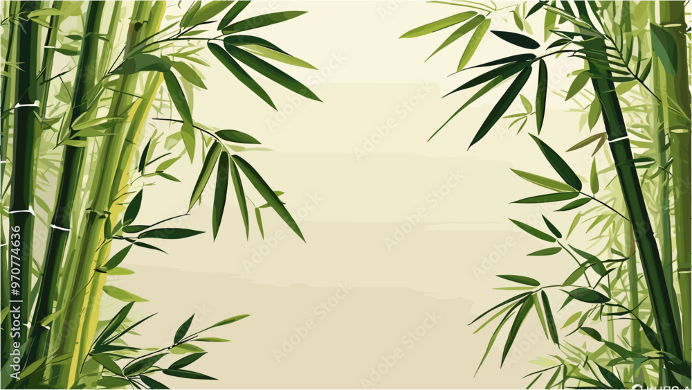 Fototapeta premium Asian Bamboo Forest Tranquil and Stylish Green Vector Art