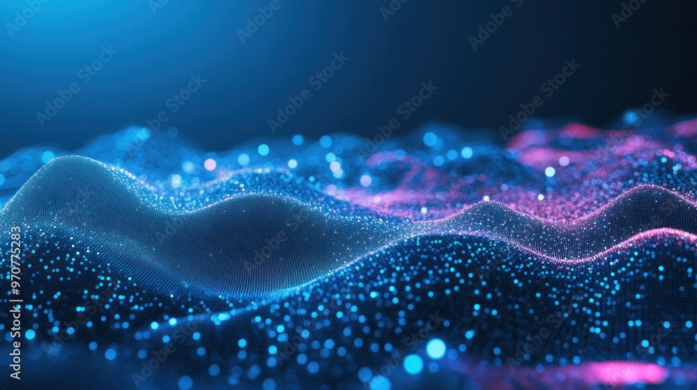 Abstract digital wave with blue and pink glow Abstract digital wave with blue and pink glow