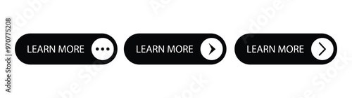 Set of learn more buttons. Call for action buttons. Learn more web site button. Modern colorful buttons collection. pack for website, ads, UI, and project. vector EPS 10