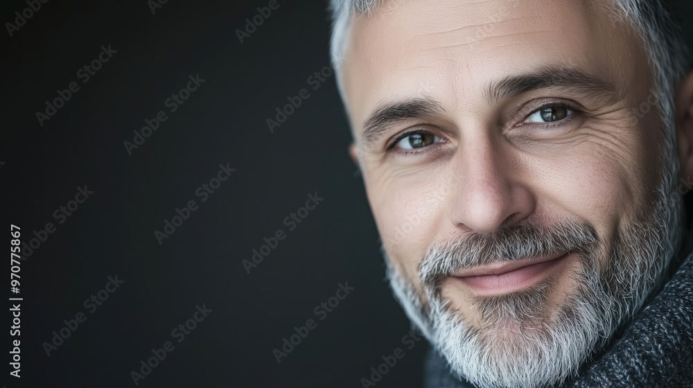 Fototapeta premium Confident middle-aged man with salt-and-pepper beard in professional portrait