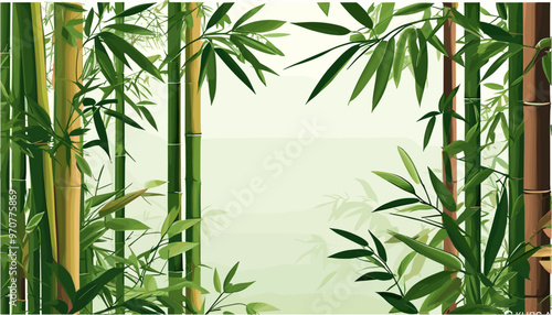 Serenity of Bamboo Grove Lush Green Vector Background