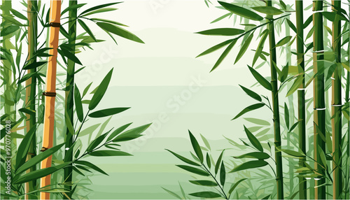 Serenity of Bamboo Grove Lush Green Vector Background