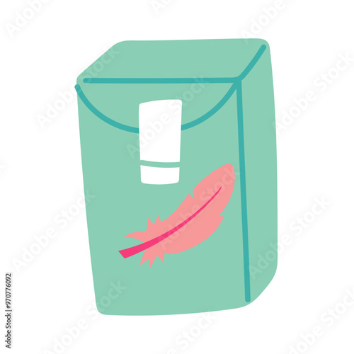 bag of paper napkins for colds and flu is flat. closed package of napkins with a pen pattern on white. Concept of medicine, health care, self-care. Dry to absorb tears, snot, wipe the surface. Vector