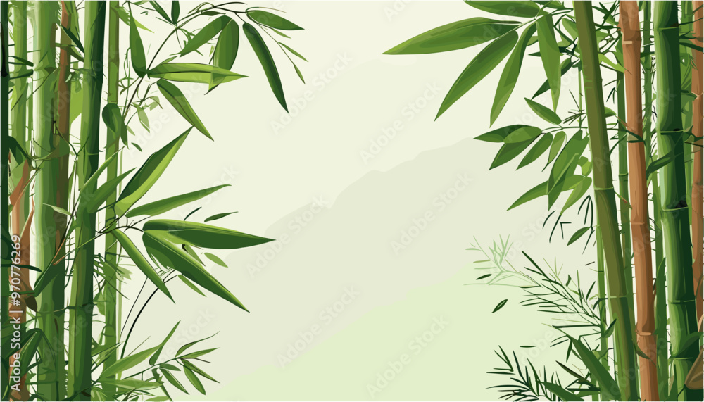 Fototapeta premium Serenity of Bamboo Grove Lush Green Vector Background