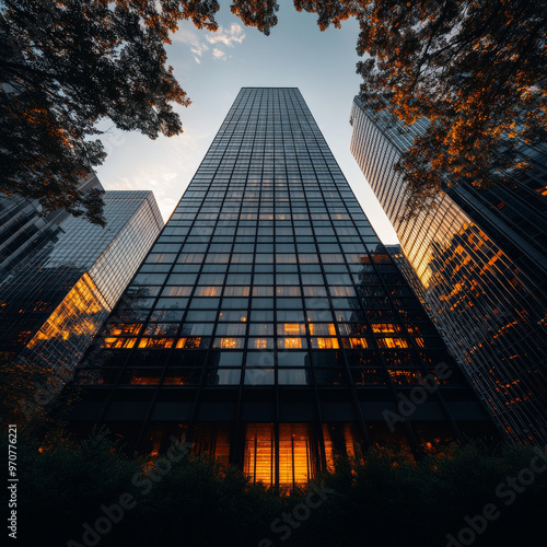 Sleek Skyscraper Design with Natural Morning Light
