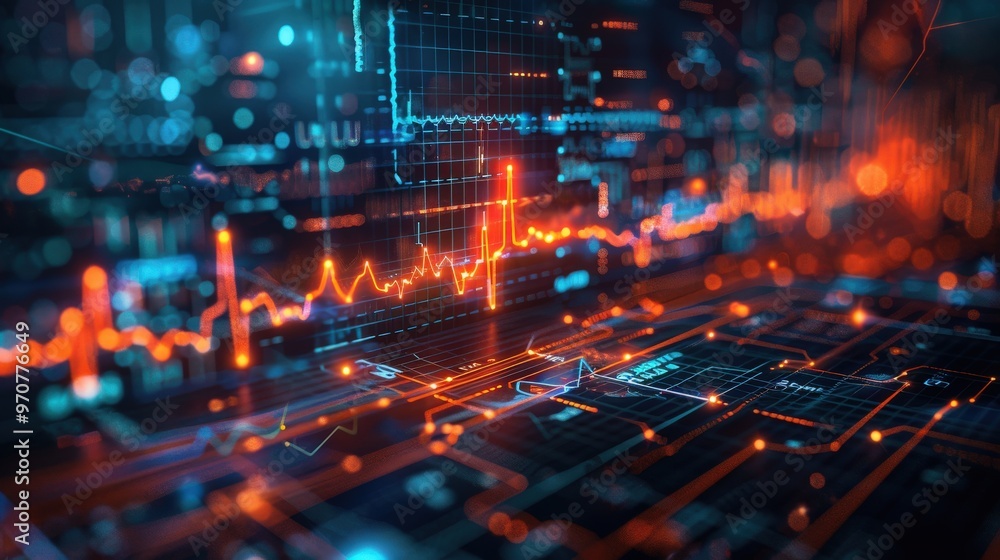 Digital AI health monitoring background with modern tech patterns and ample copy space for business or medical messaging Digital AI health monitoring background with modern tech patterns and ample copy space for business or medical messaging