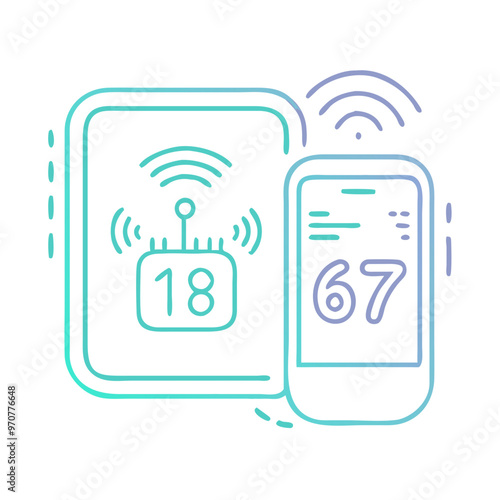 Editable icon of smart thermostat humidity control in blue and purple tones, climate management
