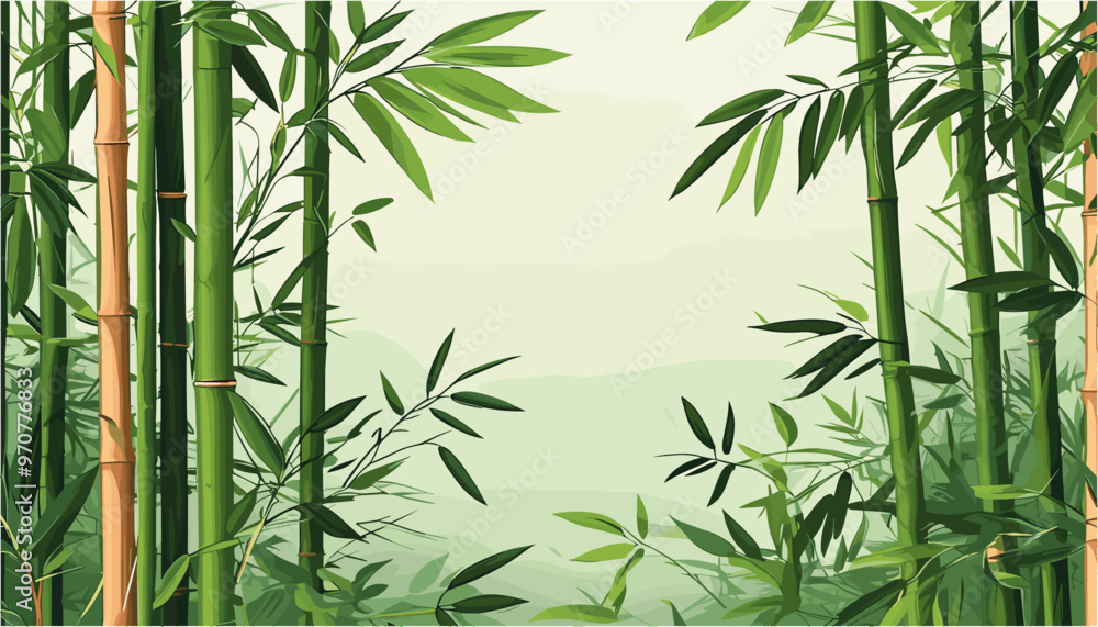 Obraz premium Tranquil Bamboo Forest A Harmonious Green Vector Backdrop
