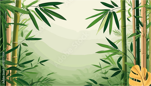 Tranquil Bamboo Forest A Harmonious Green Vector Backdrop