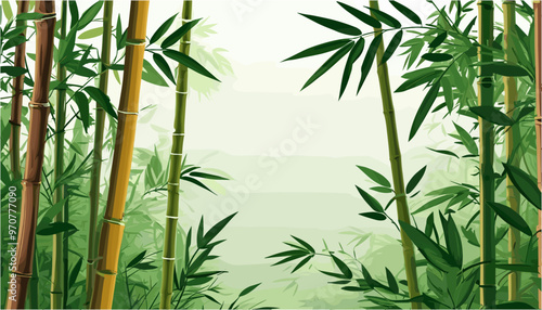 Tranquil Bamboo Forest A Harmonious Green Vector Backdrop