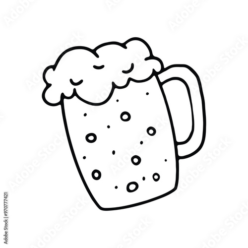 Cartoon beer mug with frothy foam