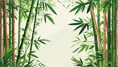 Tranquil Bamboo Forest A Harmonious Green Vector Backdrop