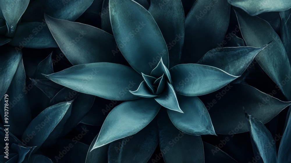 Agave attenuata leaf cactus plant soft details texture. Lush succulent leaves details. Dark tropical foliage. Blue toned nature background. exuberant and refined. luxuriant. organic. delicate bold Agave attenuata leaf cactus plant soft details texture. Lush succulent leaves details. Dark tropical foliage. Blue toned nature background. exuberant and refined. luxuriant. organic. delicate bold