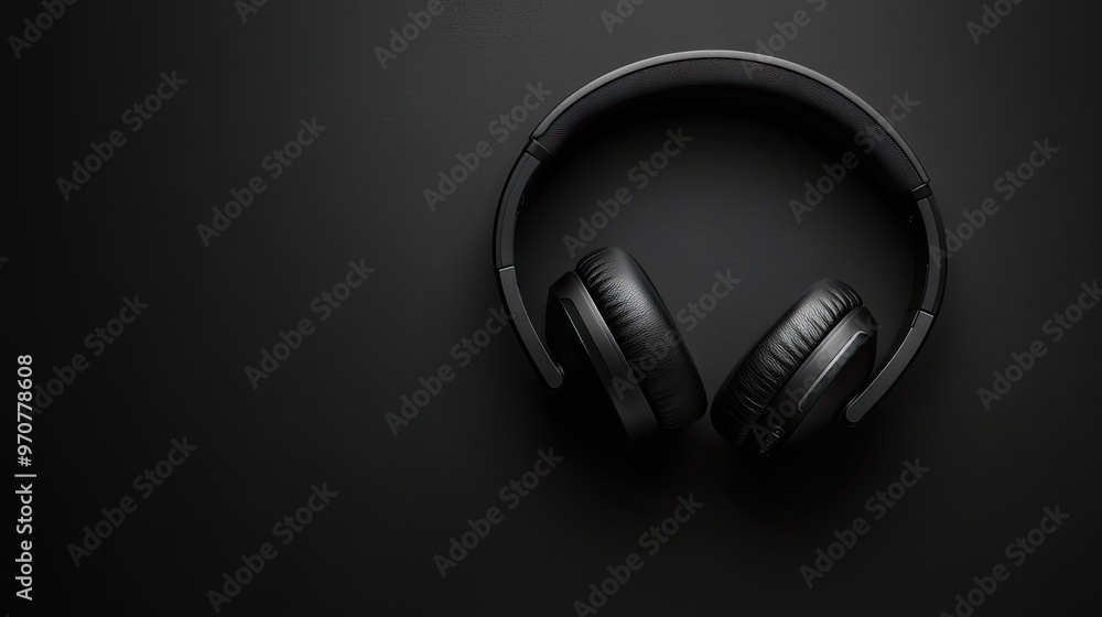 A pair of black headphones resting on a smooth black surface, symbolizing modern tech and sleek design. A pair of black headphones resting on a smooth black surface, symbolizing modern tech and sleek design.