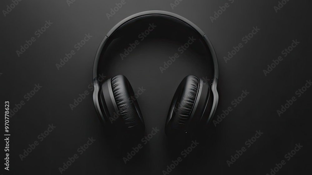 A pair of black headphones resting on a smooth black surface, symbolizing modern tech and sleek design. A pair of black headphones resting on a smooth black surface, symbolizing modern tech and sleek design.