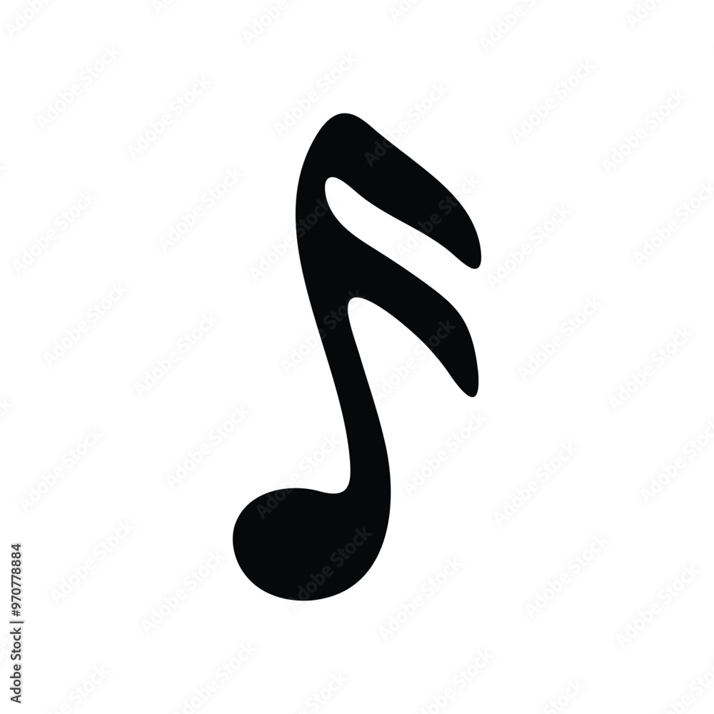 Obraz premium silhouette of a flowing musical note, characterized by its wavy lines and graceful design