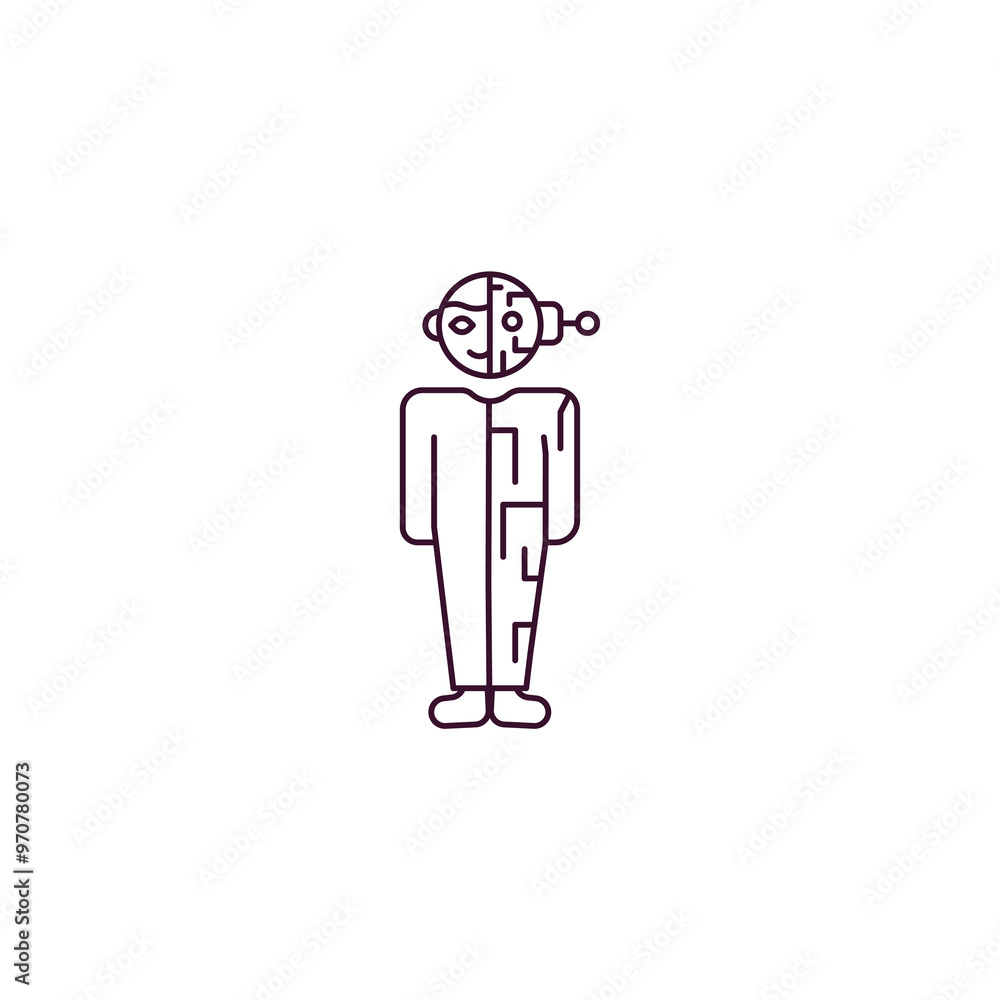 humanoid robot outline icon. Linear vector from technology concept. Thin line humanoid robot icon isolated on white background humanoid robot outline icon. Linear vector from technology concept. Thin line humanoid robot icon isolated on white background