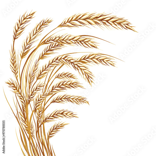 Hand drawn illustration ears of wheat on white background. Vector.