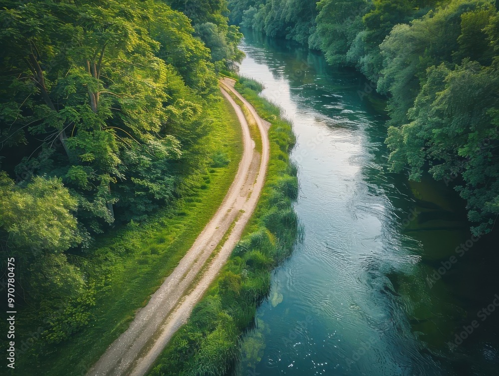 A peaceful river winding through lush greenery, ideal for nature enthusiasts and outdoor adventures. A peaceful river winding through lush greenery, ideal for nature enthusiasts and outdoor adventures.
