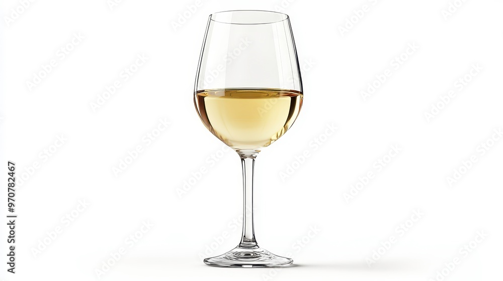 White wine glass clipart, element, 3D illustration, realistic, isolated on white background White wine glass clipart, element, 3D illustration, realistic, isolated on white background