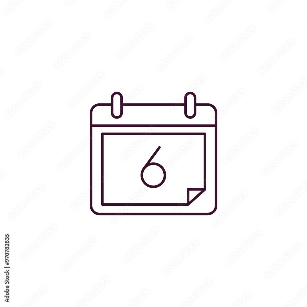 calendar with six days outline icon. Linear vector from tools concept. Thin line calendar with six days icon isolated on white background calendar with six days outline icon. Linear vector from tools concept. Thin line calendar with six days icon isolated on white background