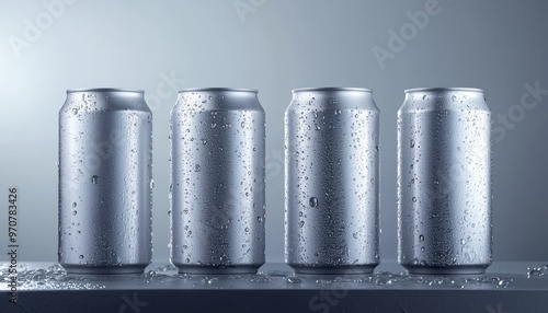 How does the condensation on the cans evoke sensory details like touch and feel, enhancing the appeal of the drink photo