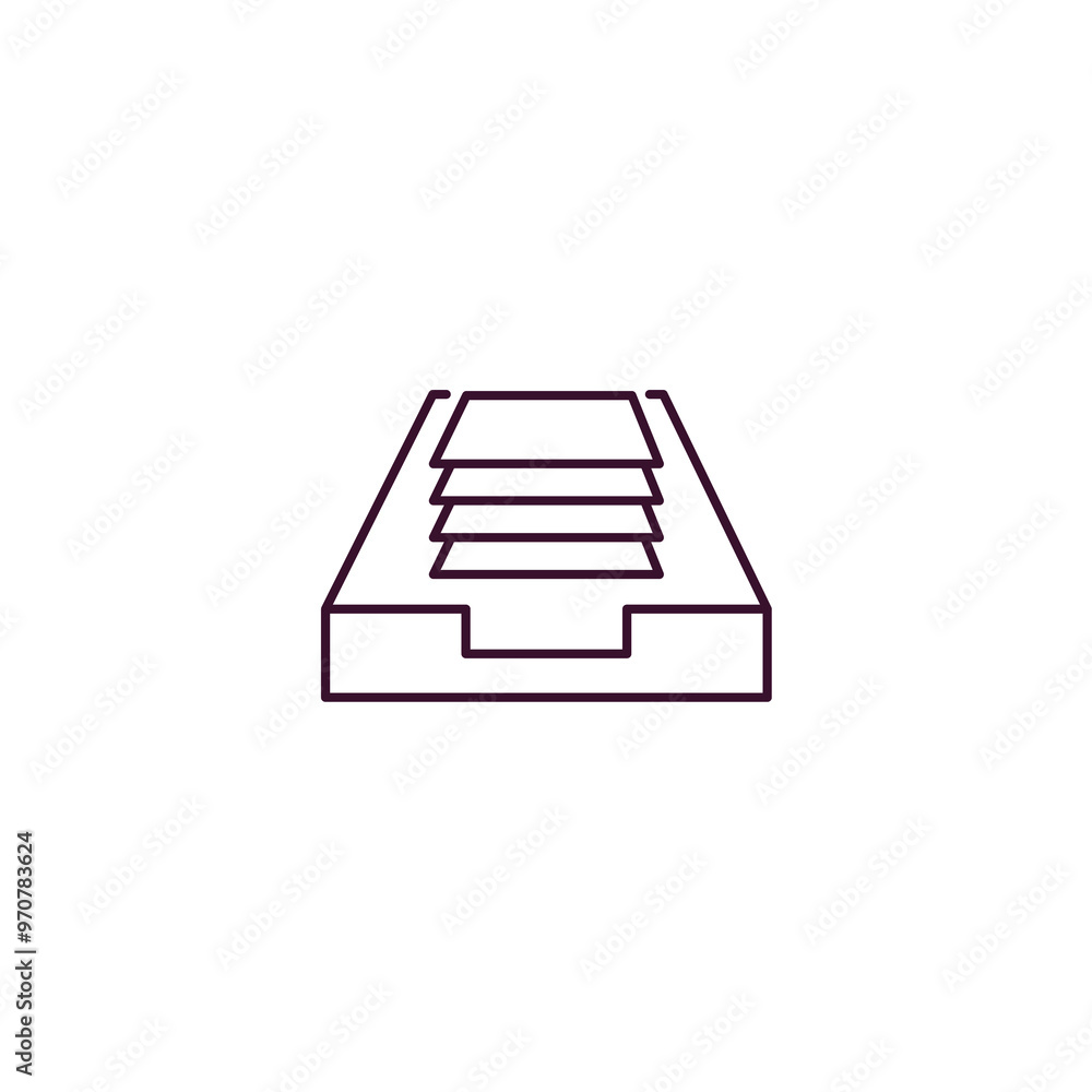 tray for papers outline icon. Linear vector from tools concept. Thin line tray for papers icon isolated on white background tray for papers outline icon. Linear vector from tools concept. Thin line tray for papers icon isolated on white background