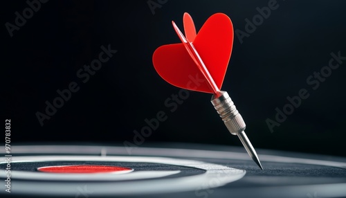 How does the image of a dart hitting a bullseye symbolize focus and precision in achieving personal or professional goals photo