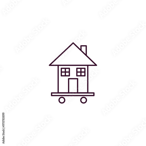 house on wheels outline icon. Linear vector from tools concept. Thin line house on wheels icon isolated on white background