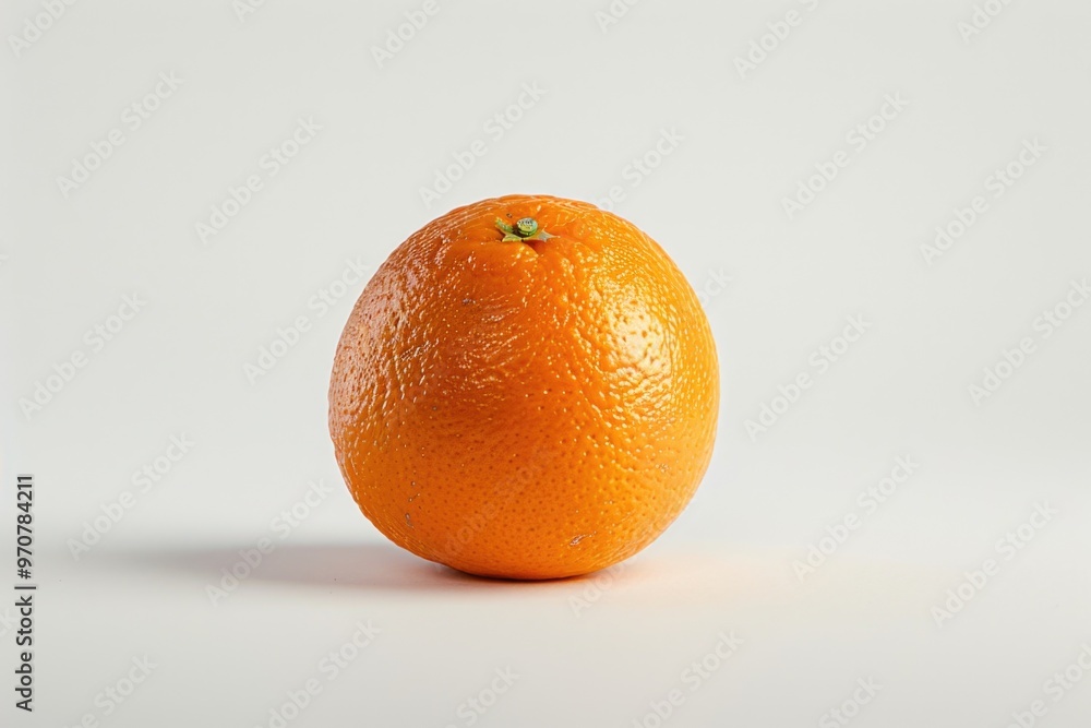 A single orange sitting on a white surface, great for food or decoration illustrations A single orange sitting on a white surface, great for food or decoration illustrations