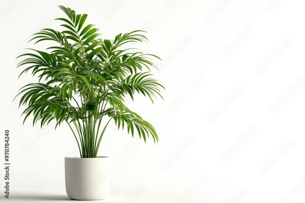 green howea palm tree in flowerpot isolated on white green howea palm tree in flowerpot isolated on white