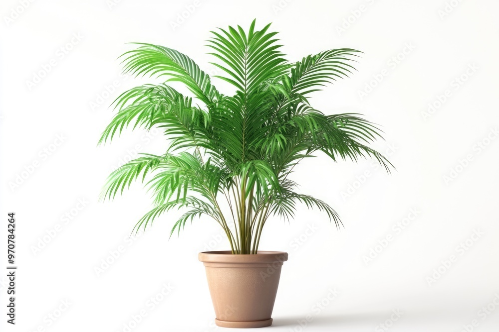 green howea palm tree in flowerpot isolated on white green howea palm tree in flowerpot isolated on white