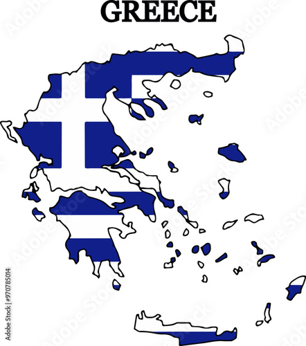 Flag map Greece. Print on T-shirt, cup, etc.