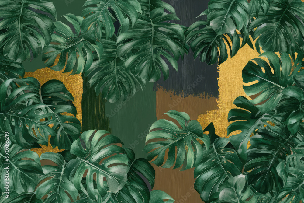 Fototapeta premium Background of monstera leaves