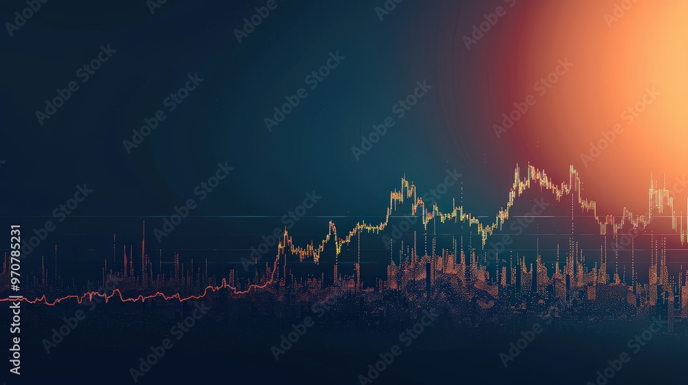Obraz premium Elegant cryptocurrency price chart with a clear section for overlaying financial commentary or headlines