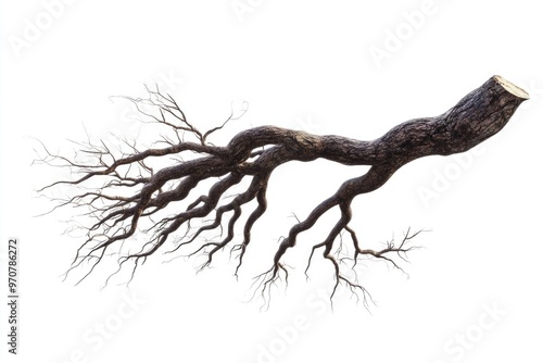 Roots of plant isolated on white background tree roots