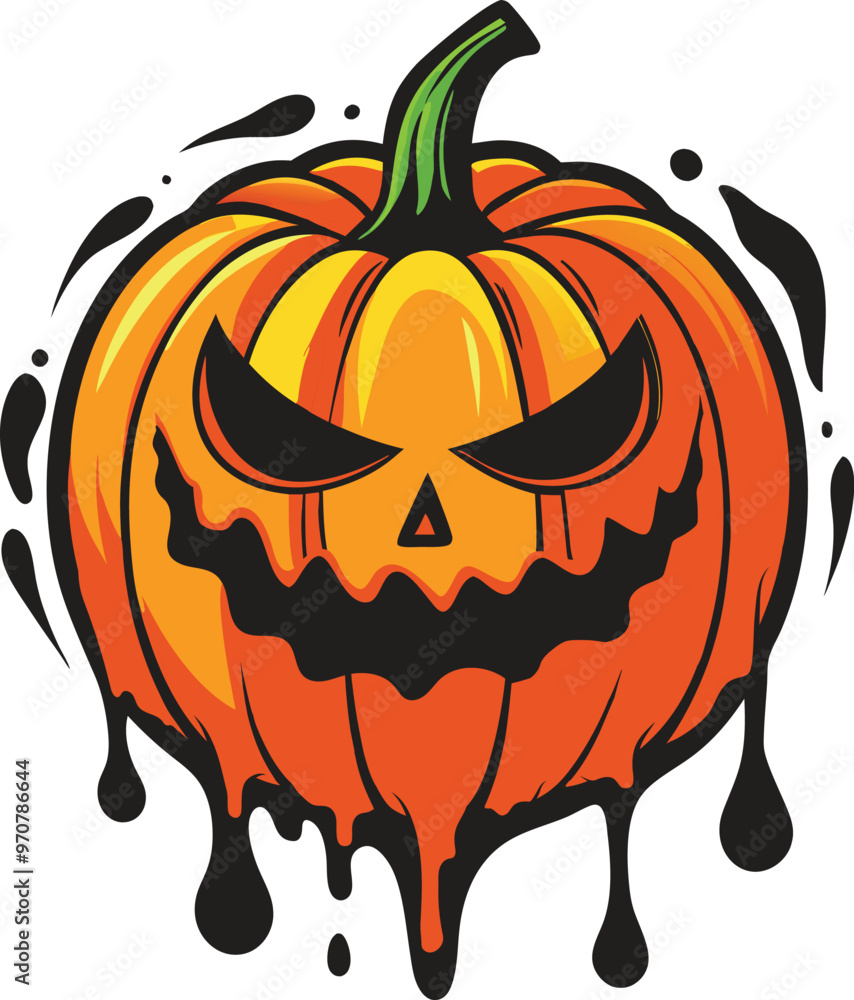 Naklejka premium Halloween Pumpkin, melting pumpkin, graffiti-style pumpkin