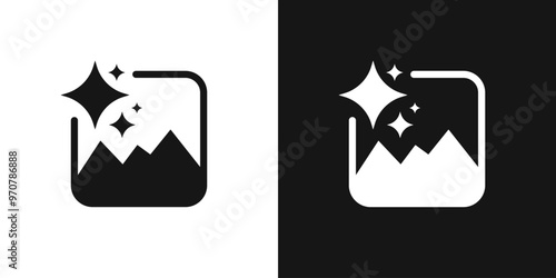 Ai image generator symbol with stars app button icon vector illustration