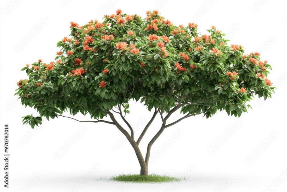 Fototapeta premium Tropical plant flower bush tree isolated on white background with clipping path