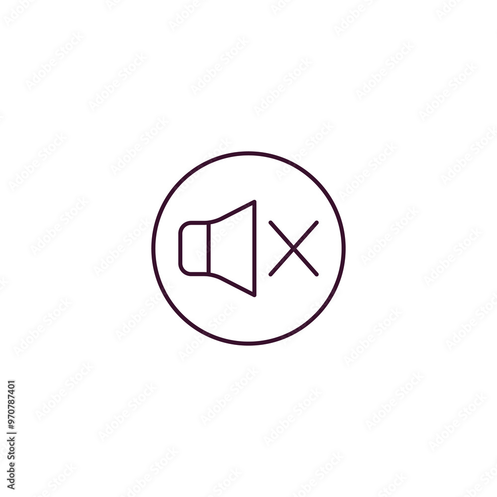 no sound outline icon. Linear vector from traffic signs concept. Thin line no sound icon isolated on white background no sound outline icon. Linear vector from traffic signs concept. Thin line no sound icon isolated on white background
