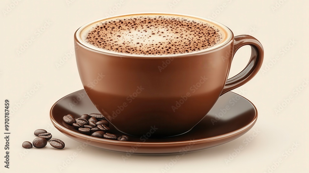 Fototapeta premium Cappuccino cup clipart, element, 3D illustration, realistic, isolated on white background