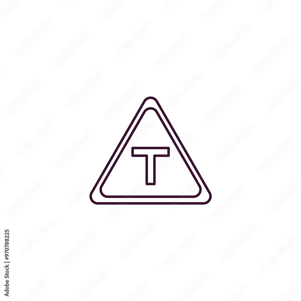 t junction outline icon. Linear vector from traffic signs concept. Thin line t junction icon isolated on white background t junction outline icon. Linear vector from traffic signs concept. Thin line t junction icon isolated on white background