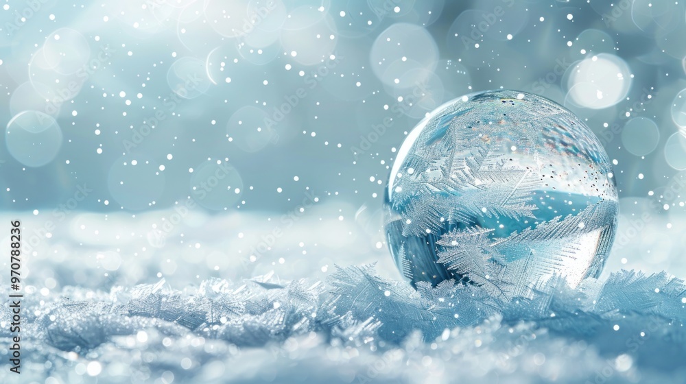 Transparent glass empty crystal ball with snow. Transparent glass empty crystal ball with snow.