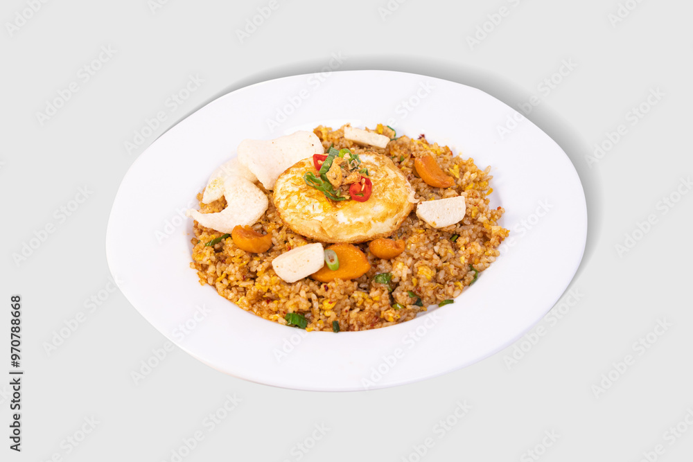 Fried Rice With egg on White Isolated Background Fried Rice With egg on White Isolated Background