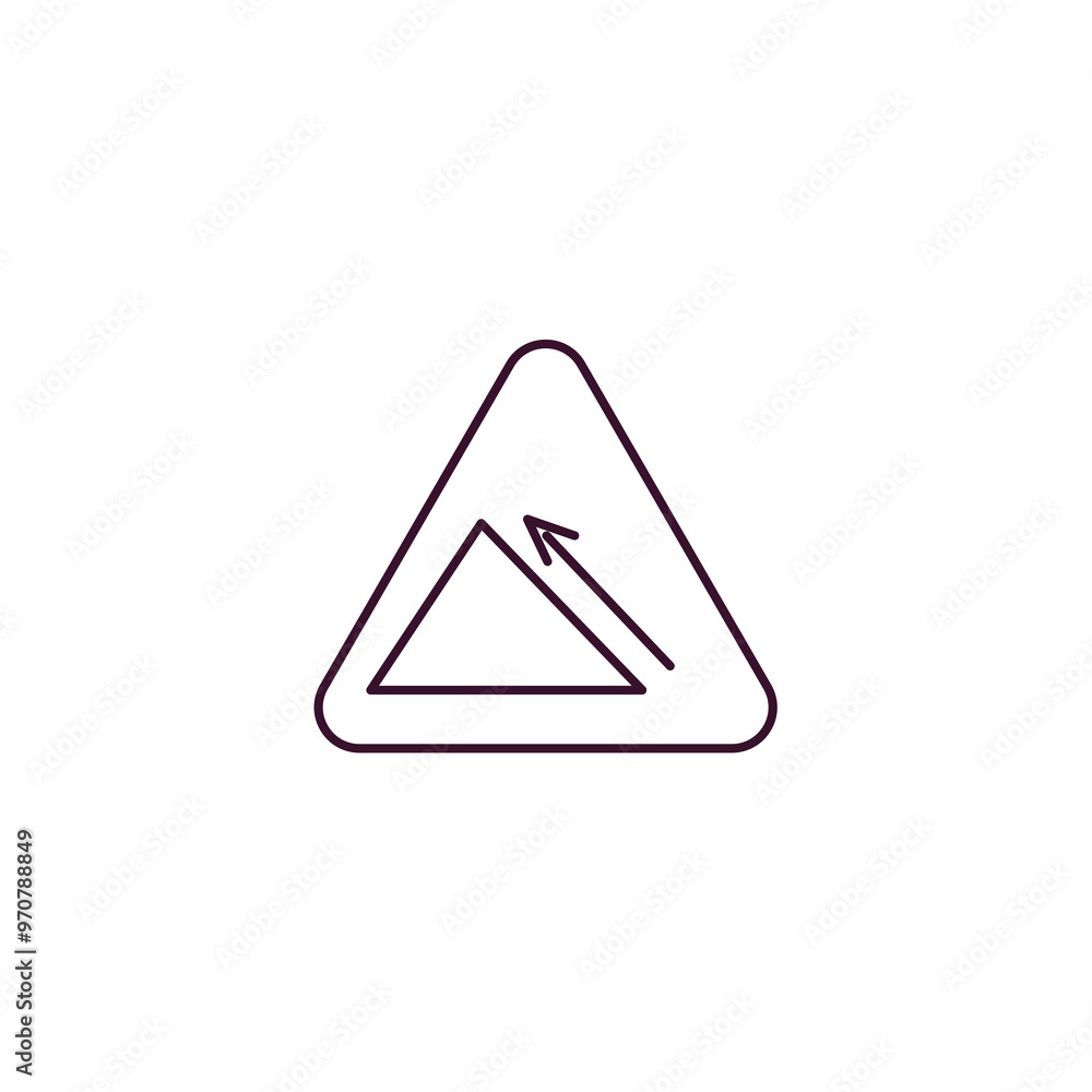 hill sign outline icon. Linear vector from traffic signs concept. Thin line hill sign icon isolated on white background hill sign outline icon. Linear vector from traffic signs concept. Thin line hill sign icon isolated on white background
